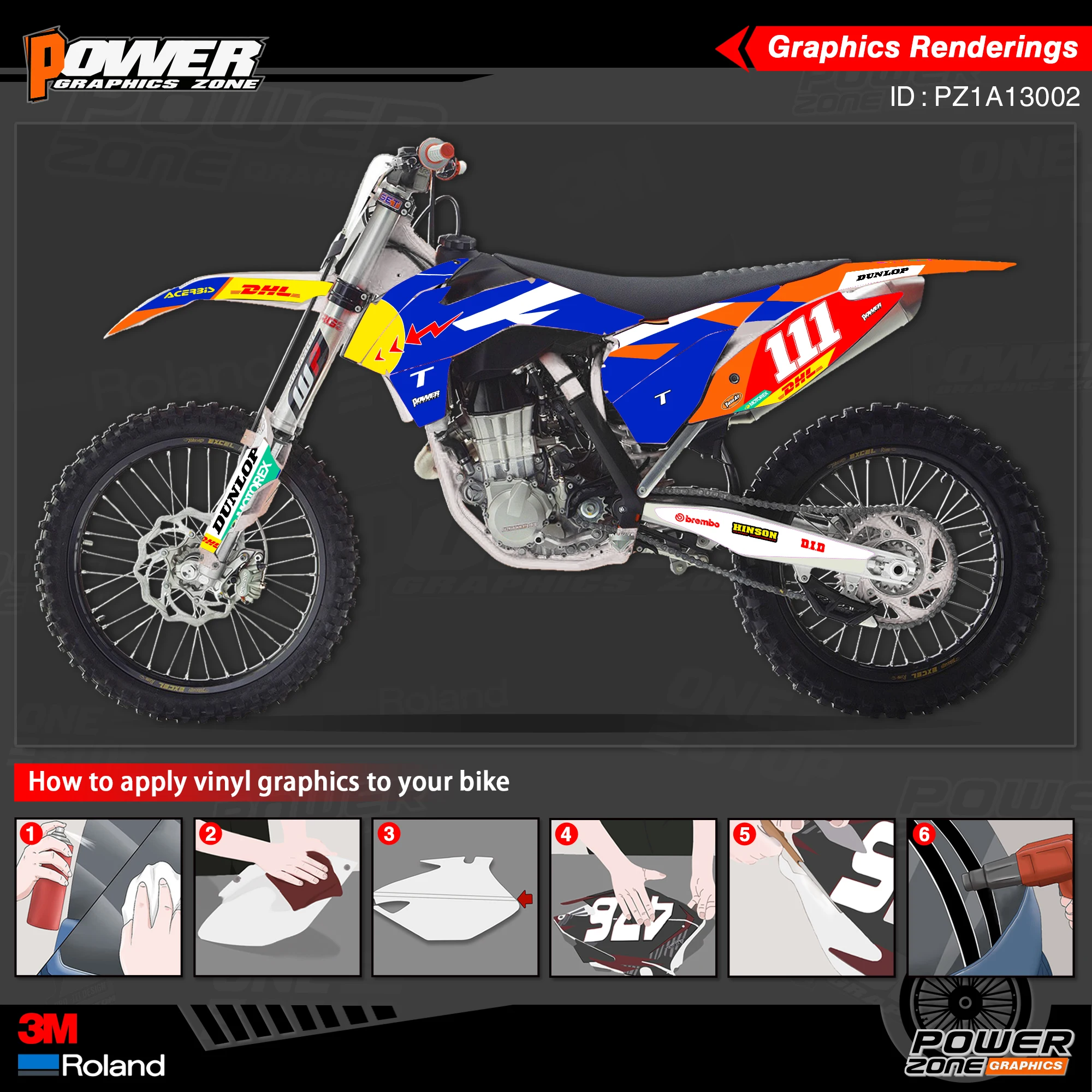 PowerZone Custom Team Graphics Backgrounds Decals 3M Stickers Kit For KTM SX SXF MX 13-15 EXC XCW Enduro 14-16 125 to 500cc 02 | Автомобили