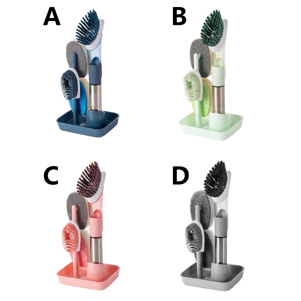 

Кухонная щетка для чистки 2 в 1 набор кистей для посуды с длинной ручкой набор кистей для заправки дозатор со съемной Чистящая губка, щетка