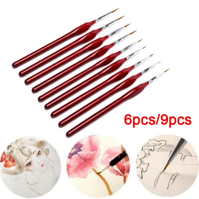 

6pcs/9Pcs Professional Line Drawing Pen Fine Hand Painted Thin Hook Line Pen Drawing Art Watercolor Pen Paint Brush