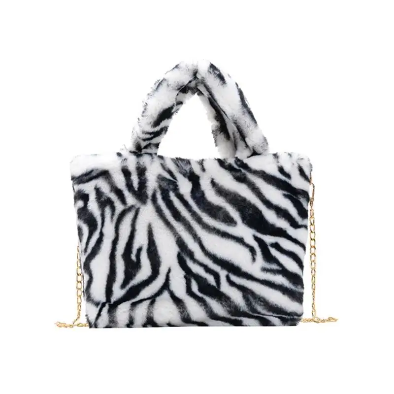 Style 4 New Women Winter Faux Fur Shoulder Bag Handbag lady Leopard print Handbag Plush Totes Messenger Handbag Tote Bag Dropshipping - Цвет: Style 4