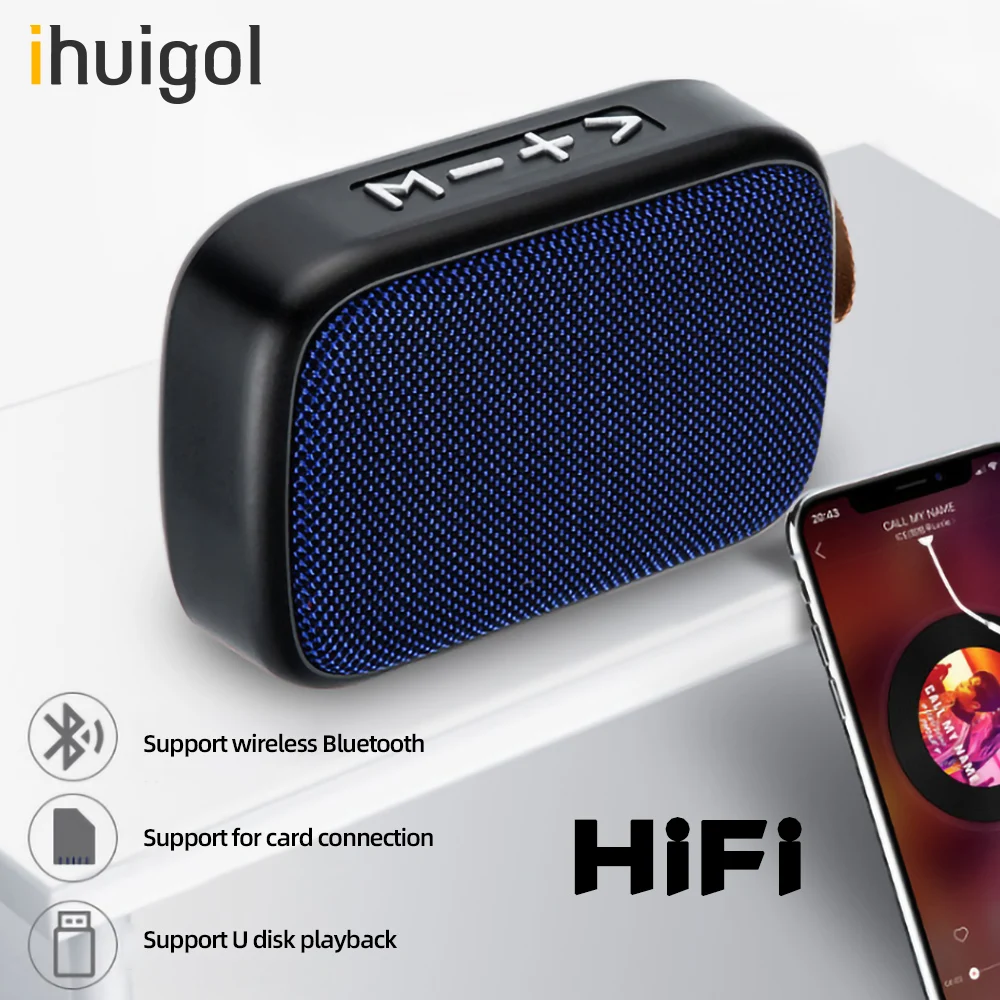 

ihuigol Portable Wireless Bluetooth Speaker Support FM Radio Aux U Disk TF Card HD Call Bass Stereo Surround Outdoor Loudspeaker