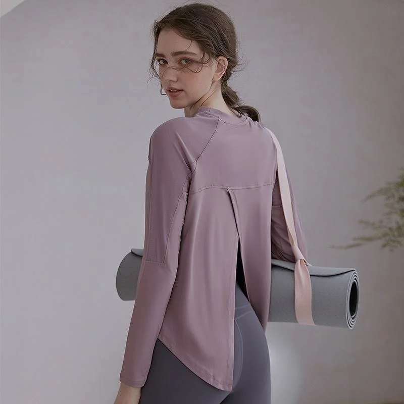 

Кроп-топ для йоги, костюм для фитнеса, Женская сетчатая красная спортивная блузка с длинным рукавом свободного кроя, быстросохнущая, для бег...