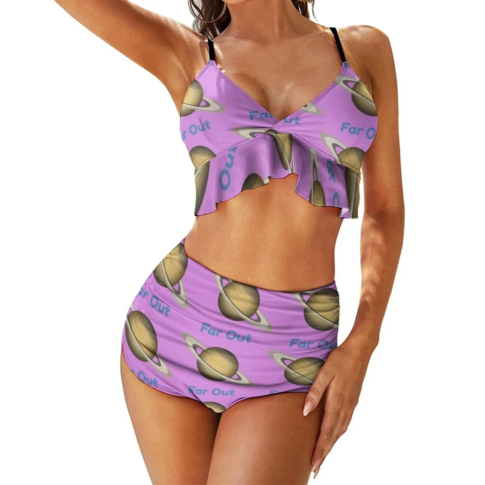 

Saturn Bikini Swimsuit High Cut Teen Swimwear Hot Sale Elegant Pool 2 Piece Bathing Suit