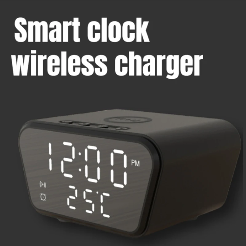 

Беспроводное зарядное устройство Будильник Bluetooth динамик светодиодсветодиодный умные цифровые часы настольные электронные часы USB 15 Вт Быстрое зарядное устройство
