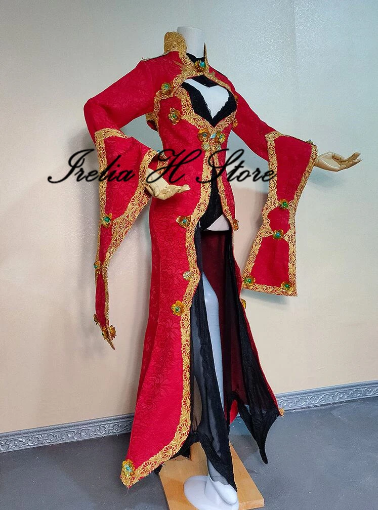 Custom made LOL Fan Art New Year Sona Buvelle Cosplay Costume red dress female