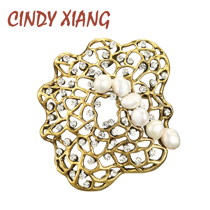 Женские Геометрические Броши CINDY XIANG стразы из пресной воды и жемчуга винтажная