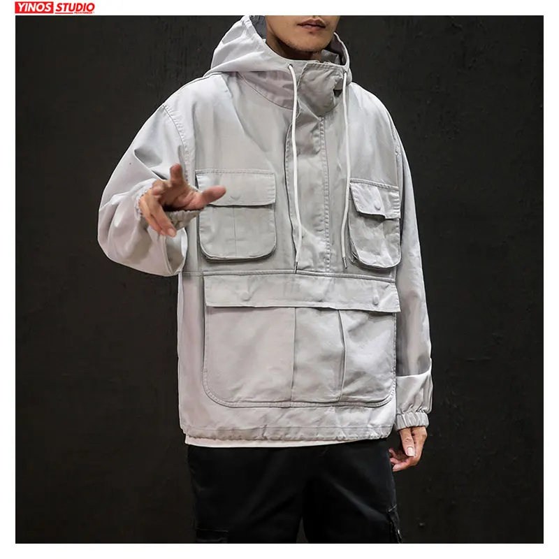 Прямая поставка осенняя однотонная Повседневная Куртка карго Мужская Уличная