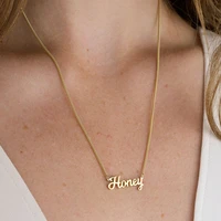 custom name necklace stainless steel nameplate pendant gold choker personalized name jewelry necklace for women christmas gifts