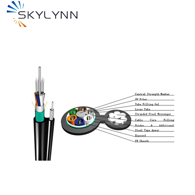 Customized Self-Supporting Single Mode 2-288 Core Figure 8 Aerial PE Jacket Outdoor Fiber Optic Cable GYTC8S GYTC8A
