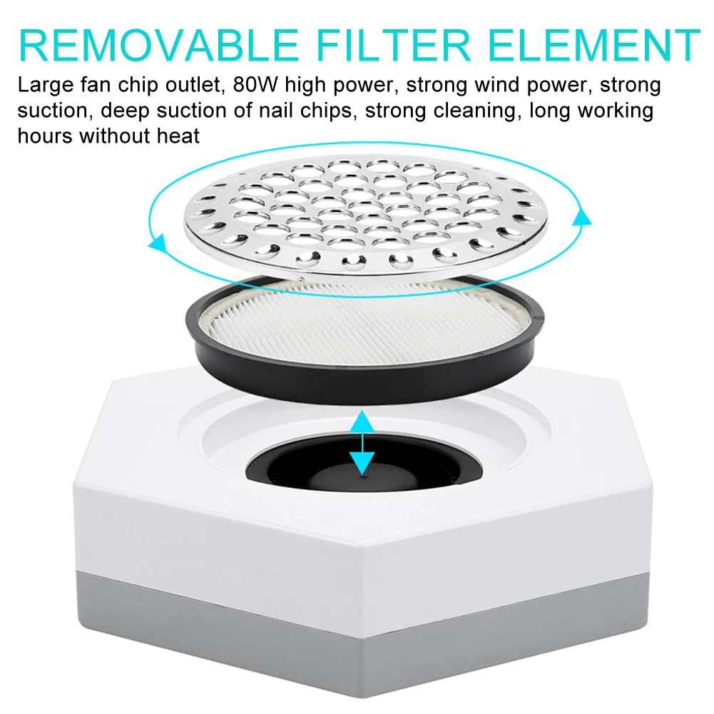 80W Portable Nail Dust Collector Electric Vacuum Cleaner Extractor Large Fan Chip Outlet for Art Manicure | Красота и здоровье