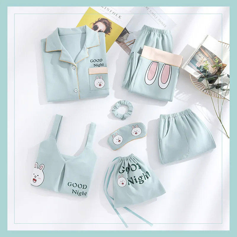 Пижамные комплекты JRMISSLI пижамы 7 шт./компл. ночная рубашка хлопковая одежда для