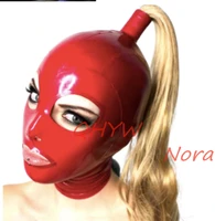 natural latex woman mask hood with wigs open eyesmouth cosplay costumes fetish cosplay mask back zipper club wear