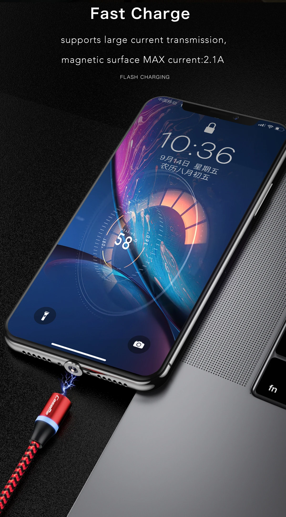 1 м нейлоновый Плетеный светодиодный индикатор Магнитный usb-кабель для быстрой зарядки кабель типа C для передачи данных Магнитный зарядный кабель микро-usb провод