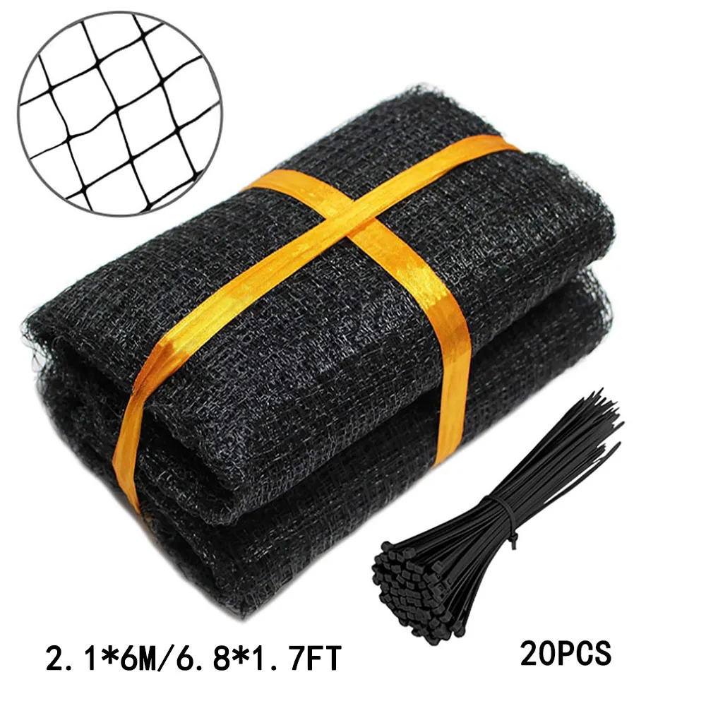 2.1x6m (20 ties) 2 шт., садовая птичья сетка для борьбы с вредителями, анти птичья сетка с 20/50 галстуками, фруктовое дерево, овощи, защита садовой сетки - Цвет: 2.1x6m (20 ties)