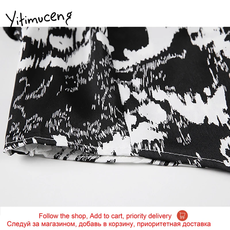 

Yitimuceng Fake 2 Pieces Irregular T-shirts Woman Long Sleeve Square Collar Top Harajuku 2021 Summer Korean Fashion New TShirts