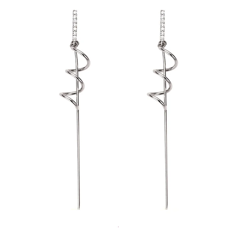 

Modern Jewelry Dangle Earrings Fashion Simple Wave Round Bead Silvery Plating Tassel earrings for Girl Jewelry Gifts