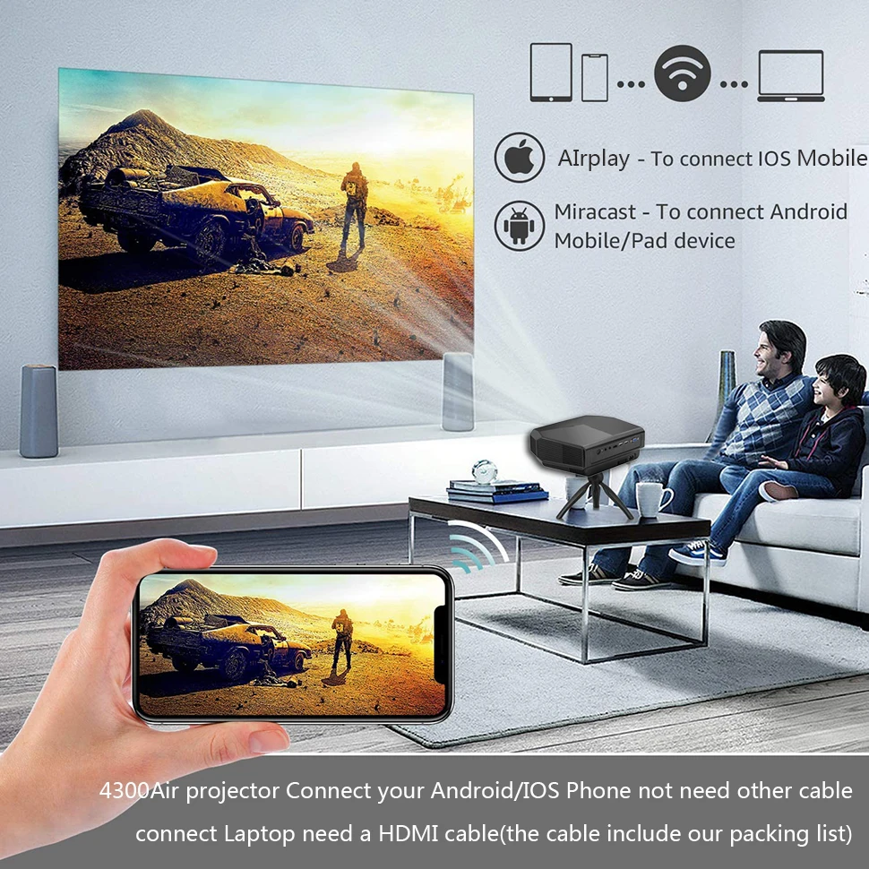 Светодиодный проектор TRANSJEE 1280x720HD домашний кинотеатр 3D видео Поддержка 1080P 4600
