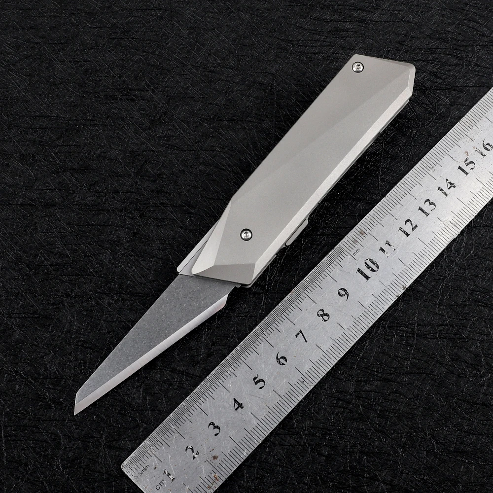 

Nine thorn 14C28N blade titanium alloy handle outdoor tactical self-defense folding express unpacking camping EDC tool knife