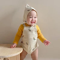 baby cotton bodysuit baby boy overalls cute olives print girls jumpsuit with hat autumn newborn boy girls clothing outfits