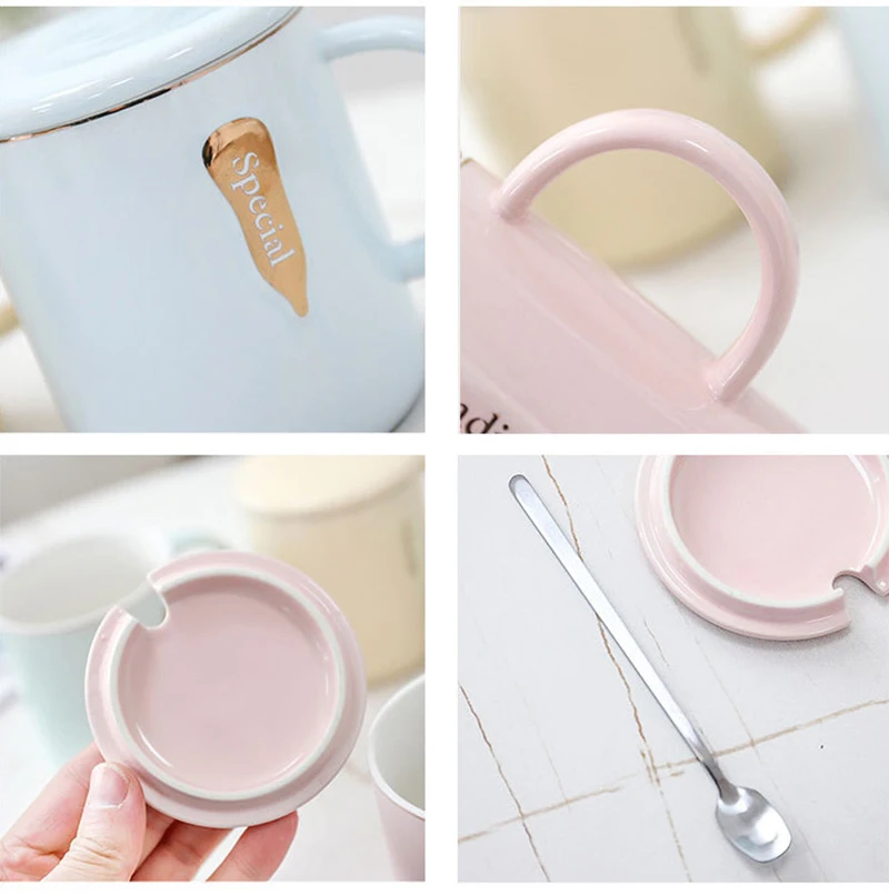 Творческий цветной глазури кружка с крышкой керамическая любовники чашка цветок