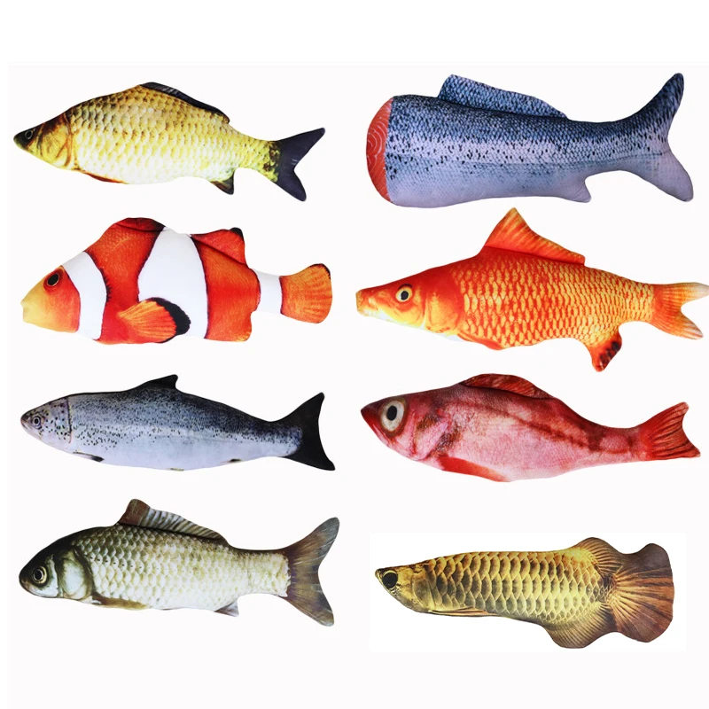 Мягкая Плюшевая 3D игрушка для домашних животных в форме рыбы кошки интерактивные