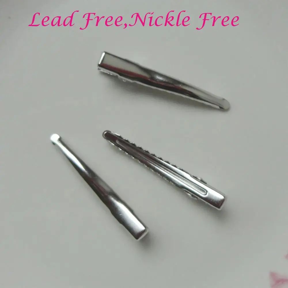 

100PCS Silver 4.5cm 1.75" Single Prong Plain Metal Alligator Clips hairpin with teeth lead free,nickle free,DIY Hair accessories