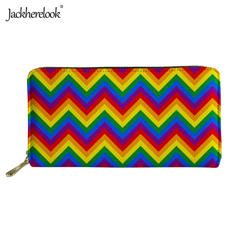 HMF1507Z21 Jackherelook женские кошельки на молнии, кожаный кошелек для женщин, красочные флаги Радуга, узор с гордыней, фирменный дизайн, держатель для карт - Цвет: HMF1507Z21