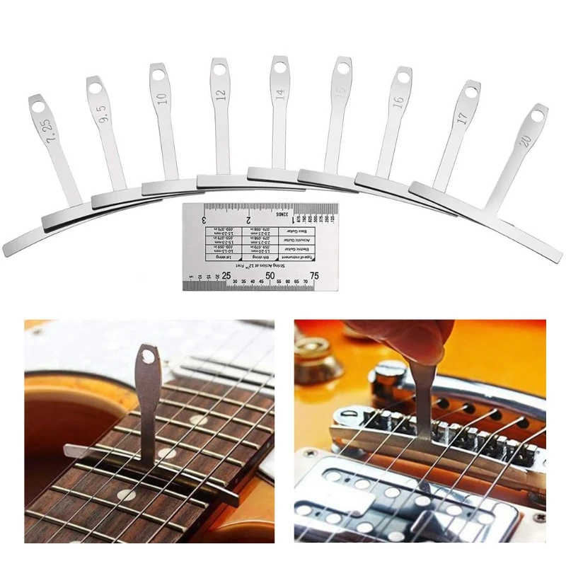 

Guitar Luthier Tools Understring Radius Gauge String Action Ruler Gauge 32 Blades Feeler Gauge Notched Radius Gauges Set