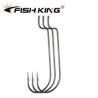 fish king 10pcspack fishing hook carbon steel crank offset fishhook for soft worm lure bass barbed carp fishing hooks 30 3