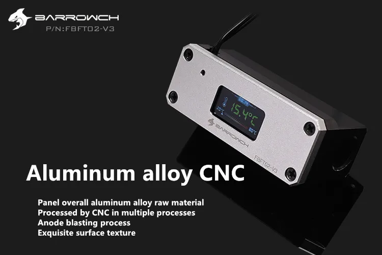 

Dynamic color screen OLED digital display water temperature meter, water cooler system double G1 / 4''ThermFBFT02-V3 barrow