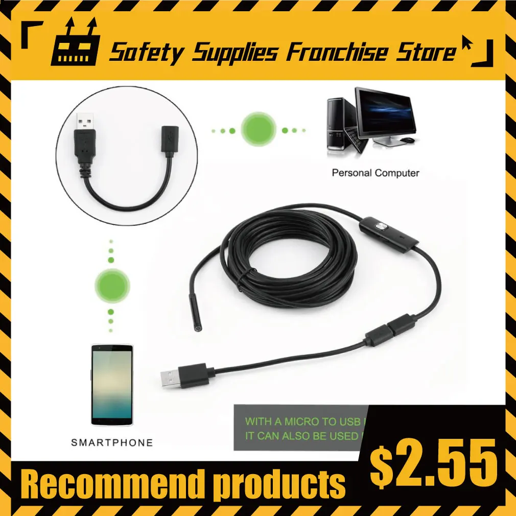 Эндоскоп мини Камера Отоскоп Usb безопасности 5 мм для смартфон Android и ПК отоскоп