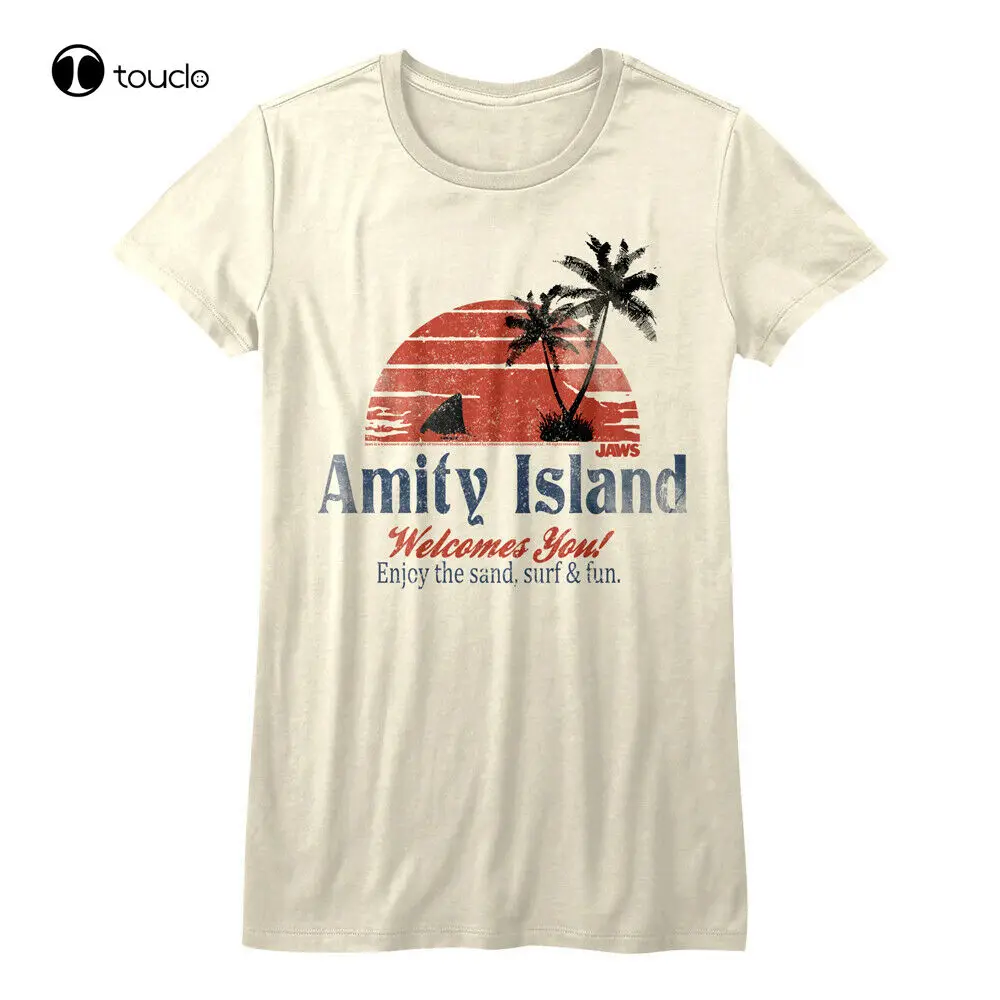 Jaws Shark Amity Island Sunset Womens T Shirt Welcomes You Enjoy Movie Merch Top Tee Shirt unisex
