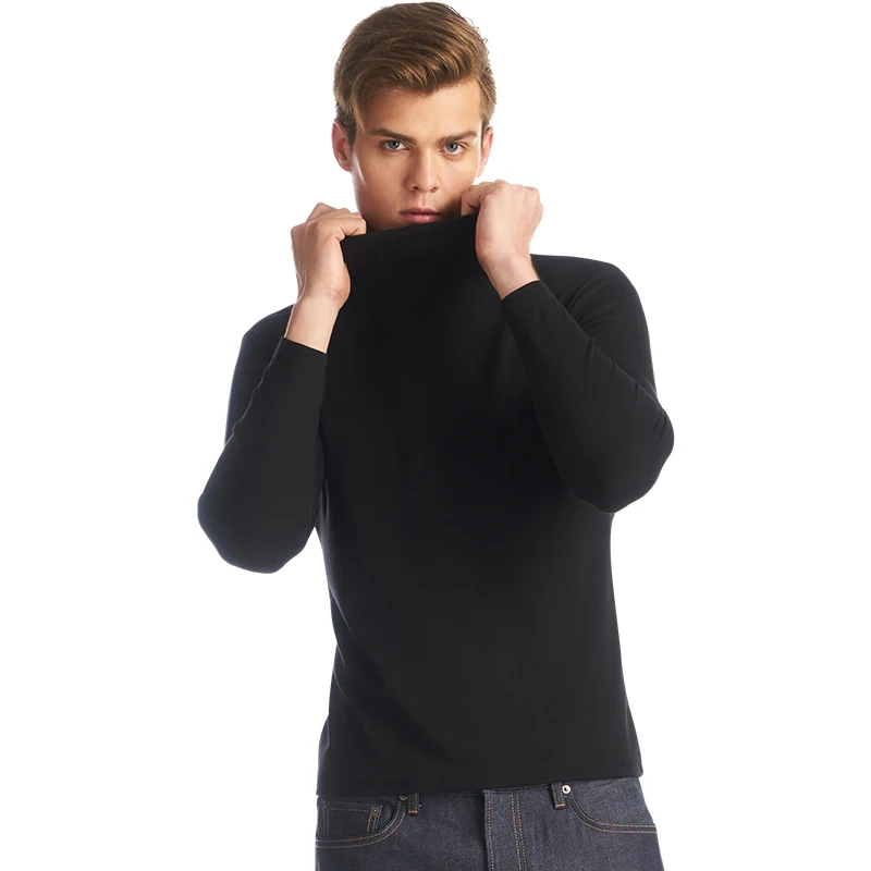 THREEGUN термобелье топы для мужчин водолазка Осень-зима гладкая хлопковая вискоза