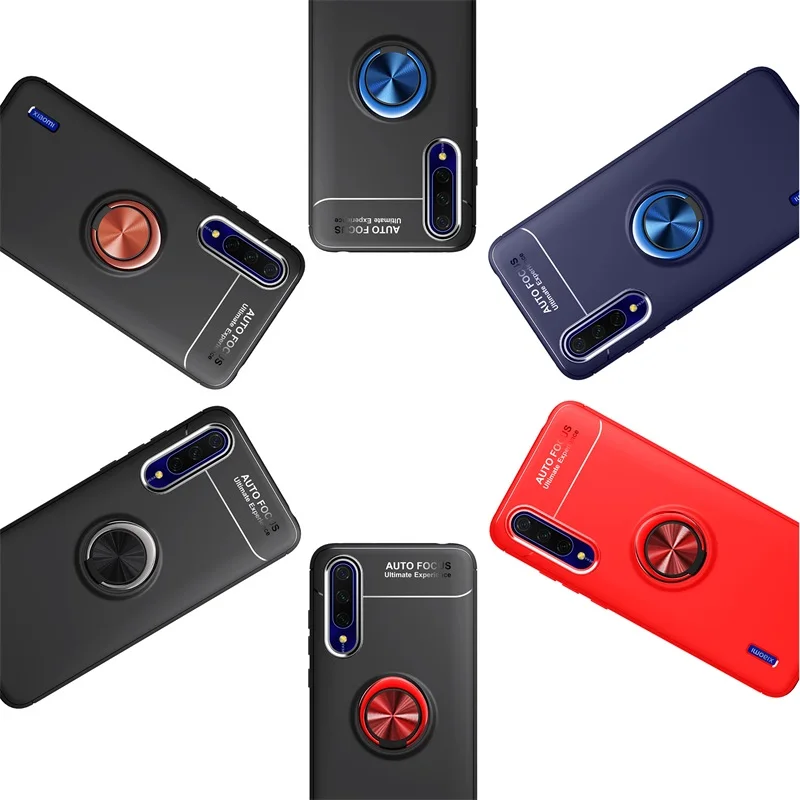 For Xiaomi Mi 9 Lite Case Cover Luxury Metal Magnetic Ring Stand Holder Phone Cases mi9 Shockpoof | Мобильные телефоны и