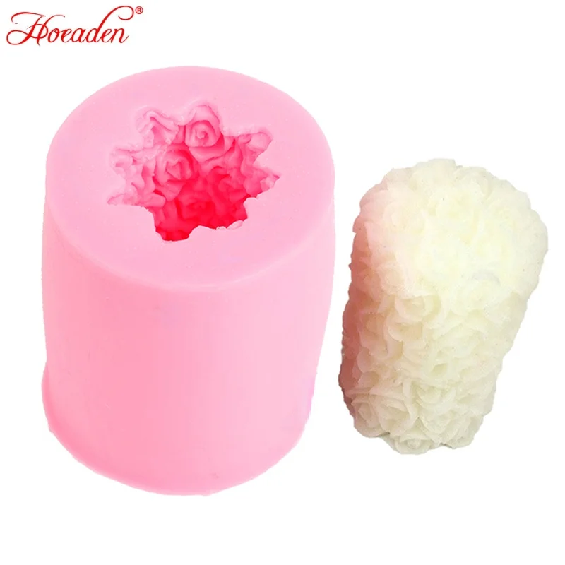 

3D Rose Flower Cylinder Silicone DIY Soap Candle Molds Crafts Decorating Mold Handmade Aroma Candle Soap Home Decoration Mould