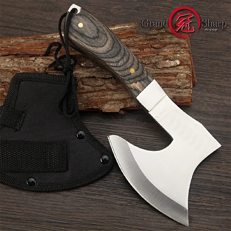 

Survival Hunting Tomahawk Axes Hatchet Camping Hand Fire Stainless Steel Axe Boning Knife for Chopping Meat Bones GRANDSHARP