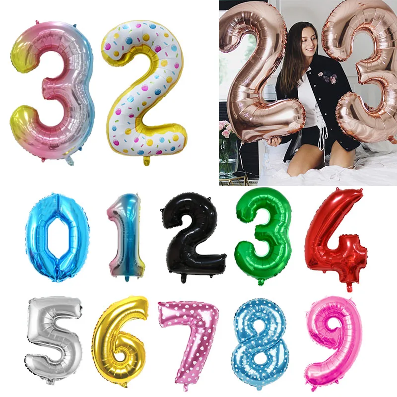 

32inch 80cm Number Foil Balloons Digit Ball Figure Helium Balloon Birthday Party Decorations Wedding Anniversary Party Supplies
