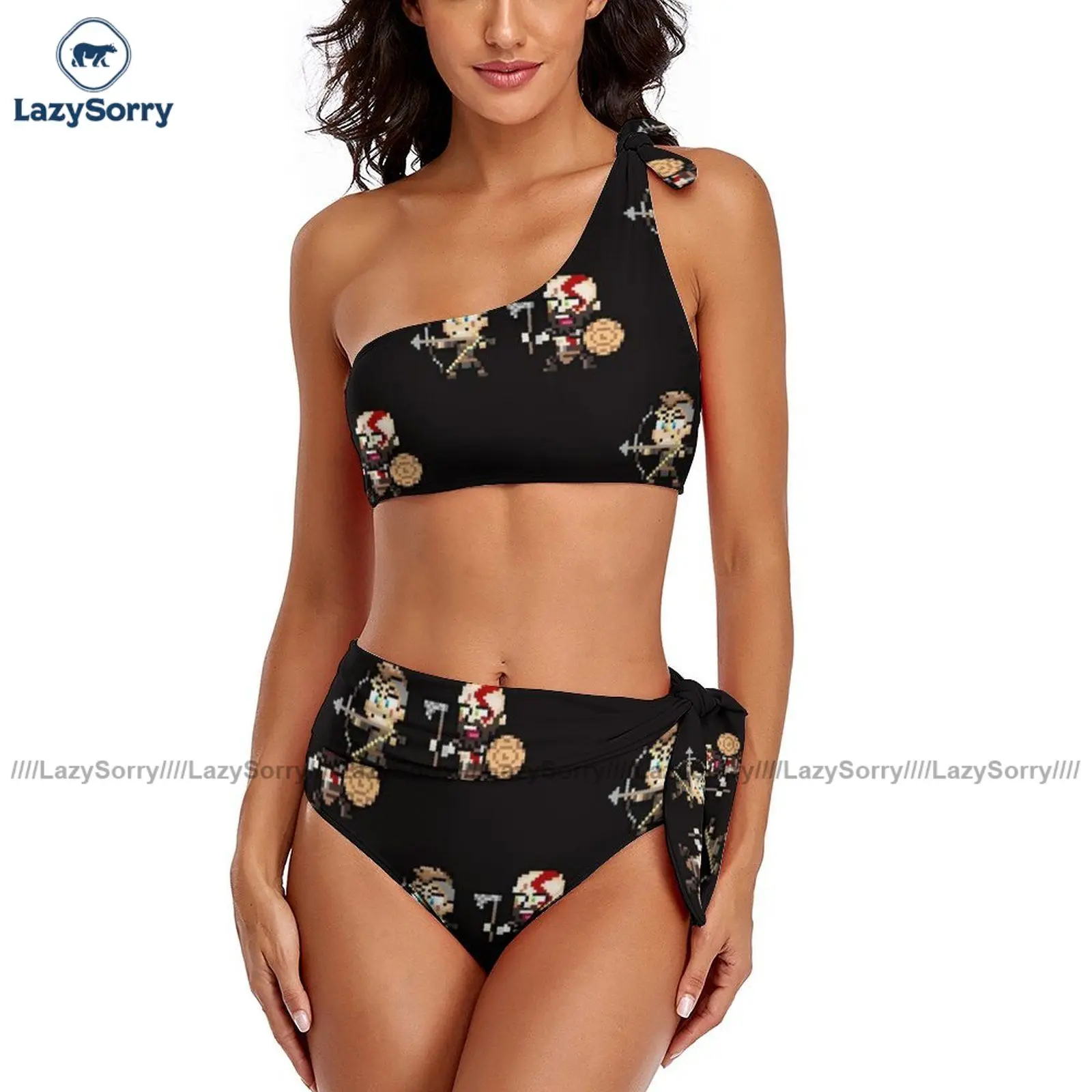 

God Of War Bikini Swimsuit High Cut Fashion Two Piece Swimwear Ladies Sweet Bath Bathing Suit