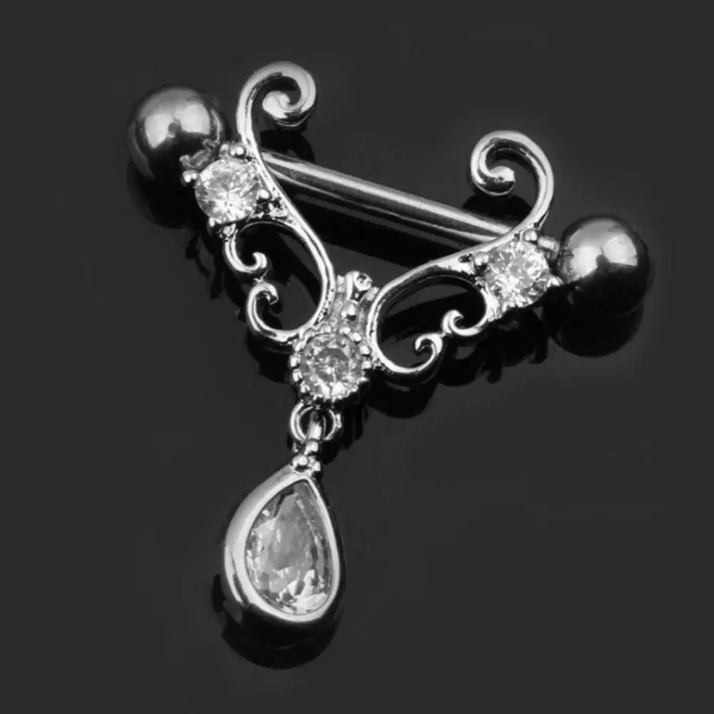 Кольцо для пирсинга груди с цирконом подвеска в форме слезы кольцо ювелирное