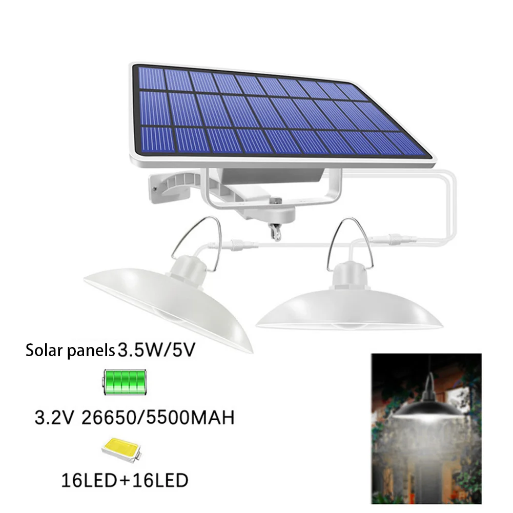 

Solar Lights Solar LED Double Head Pendant Light Solar Chandelier Waterproof Remote Control For Home Yard Outdoor Garden