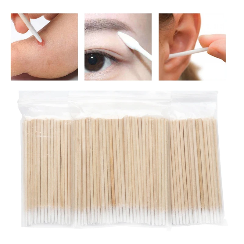 

1Pack Disposable Wooden Hygiene Wood Cotton Swab Women Makeup Cotton Buds Tip For Medical Wood Sticks Nose Ears Cleaning Tools