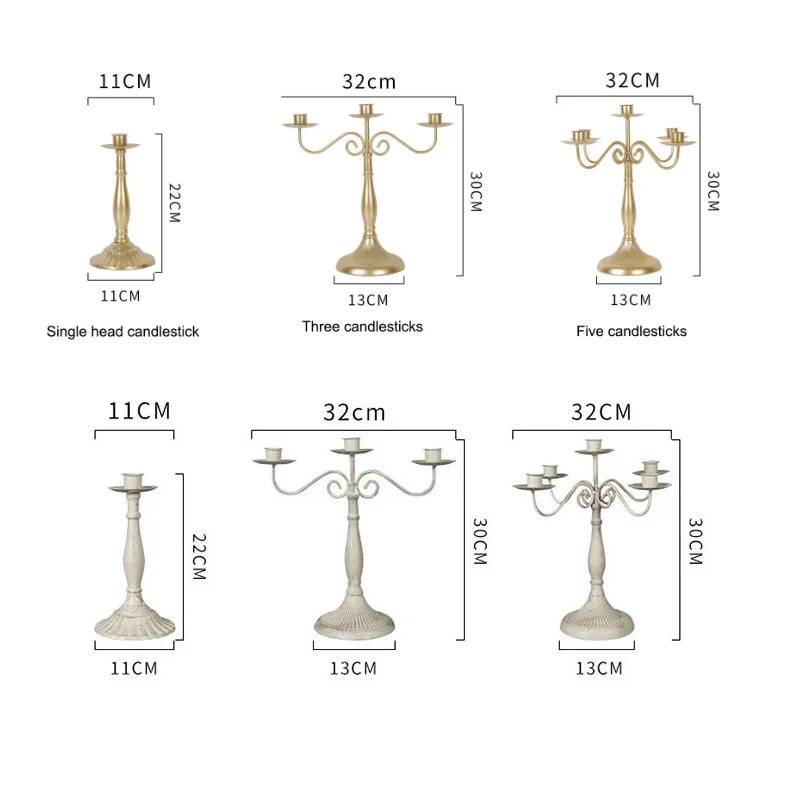 

Silver/Gold 3-Arms/5-Arms Iron Wedding Candle Holders Hotel Western Restaurant Candlelight Dinner Candlestick Table Decoration