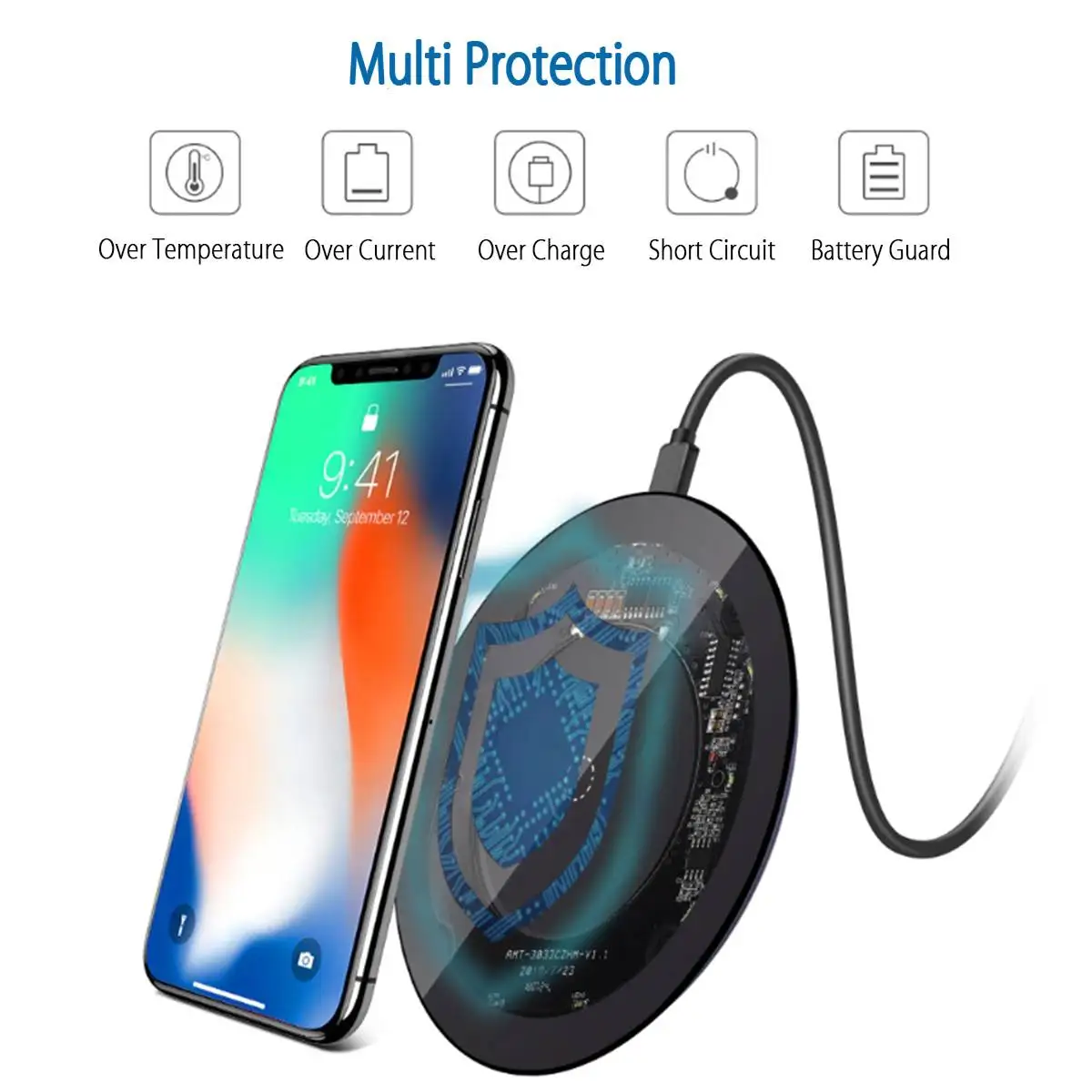 10 Вт Qi Беспроводное зарядное устройство для iPhone XR Xs Max прозрачное стекло Быстрая зарядка для samsung S10E S9 Xiaomi Mi