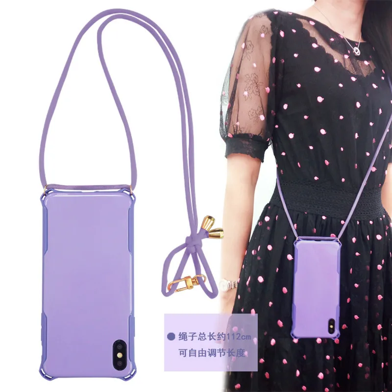 Силиконовый мягкий чехол для телефона из ТПУ с ремешком ожерелье плечо шея