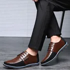 Мужские туфли из натуральной кожи, коричневые Повседневные Классические туфли-оксфорды со шнуровкой, большие размеры 37-48