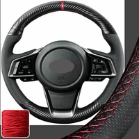 diy pu leather carbon fiber steering wheel cover for subaru forester impreza xv super soft non slip durable car interior