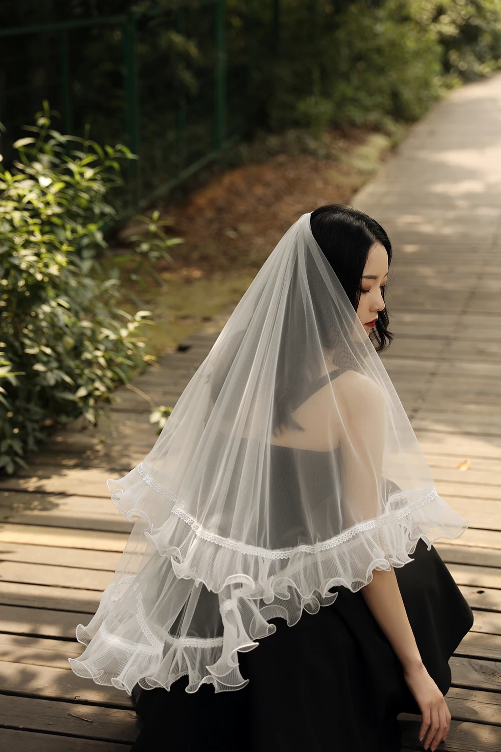 Дешевые элегантные кружевные края реальные фотографии свадебные аксессуары два