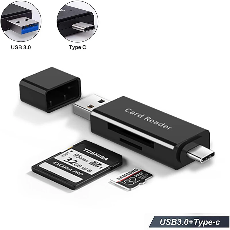 Многофункциональное устройство чтения карт памяти типа C и micro USB и USB 3 в 1 OTG Устройство чтения карт памяти Высокоскоростное USB 2.0 TF / SD для ПК Портативный компьютер