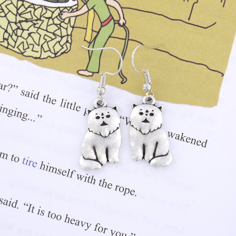 Милые персидские висячие серьги в виде кота большие длинные эффектные Висячие