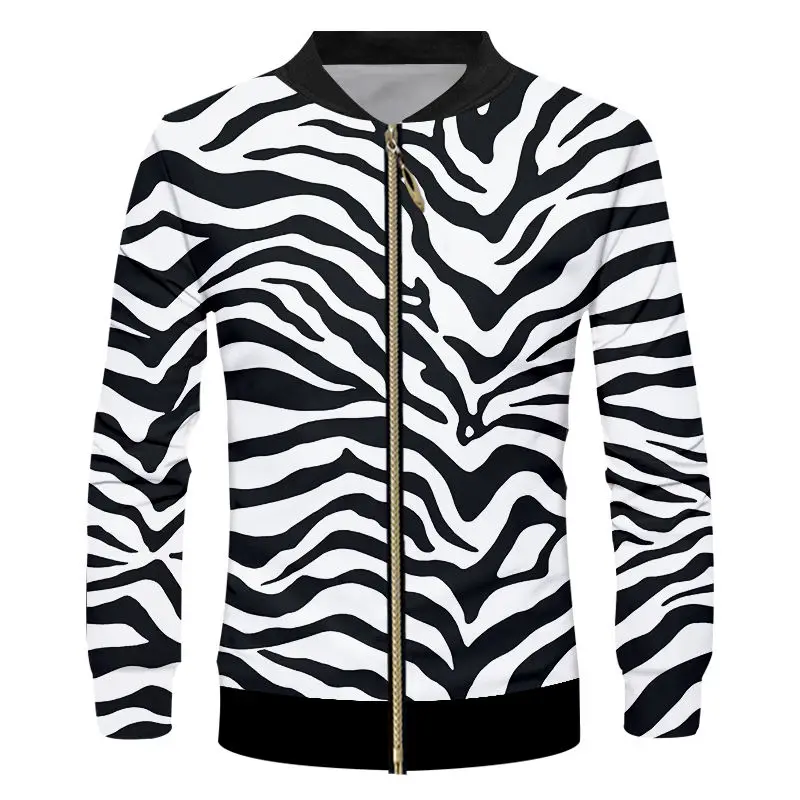 Мужская приталенная спортивная куртка с принтом зебры унисекс | одежда